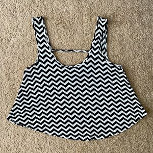 Rue 21 Stripe Crop Tank - black & white
